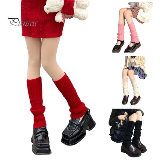 Boot Socks 1 Pair Leg Warmers Mid Calf Thickened Knitted Lolita Ribbed Keep Covers Warm Solid Color Autumn Winter Women Stockings for Dating