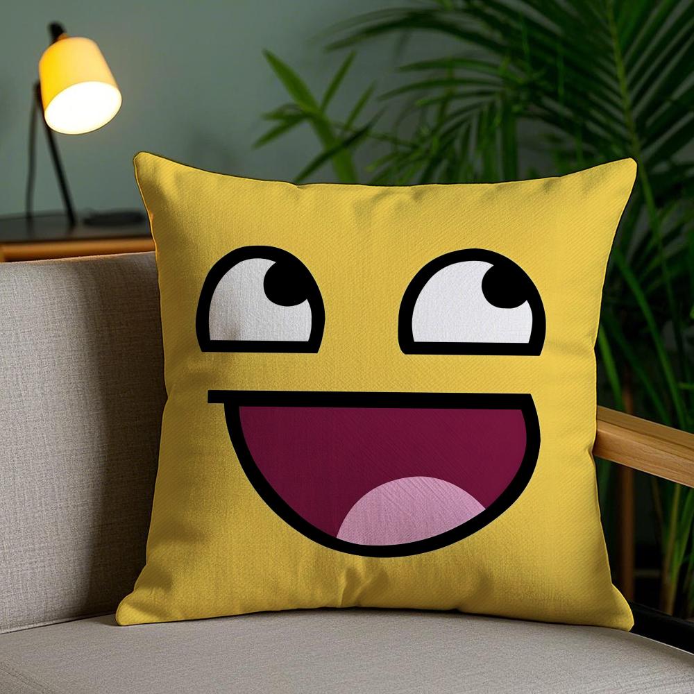 Funny Emoji Cushion Cover Soft Short Plush Double-Sided Printing Home Decor Machine Washable Pillow Case Gift