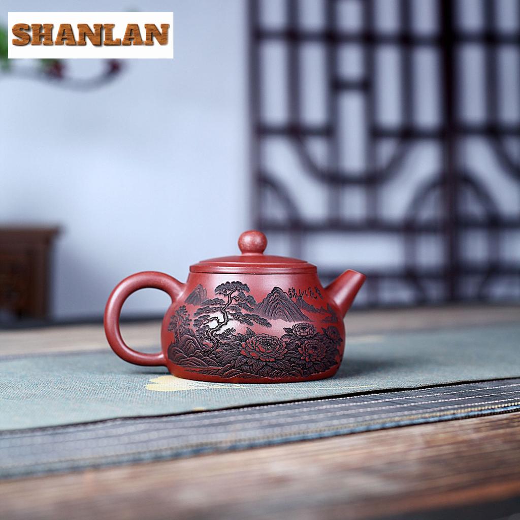 220ml Vintage Yixing Purple Clay Teapots Handmade Pine Pot Raw Ore Dragon's Blood Sand Kettle Zisha Tea Set Collection Supplies