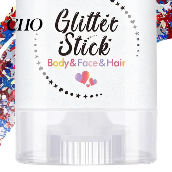 USA Flag Glitter Stick Independence Day Body Stick, Patriotic Face Hair Accessories, Sparkling Red White Blue Makeup for 4th of July Festival