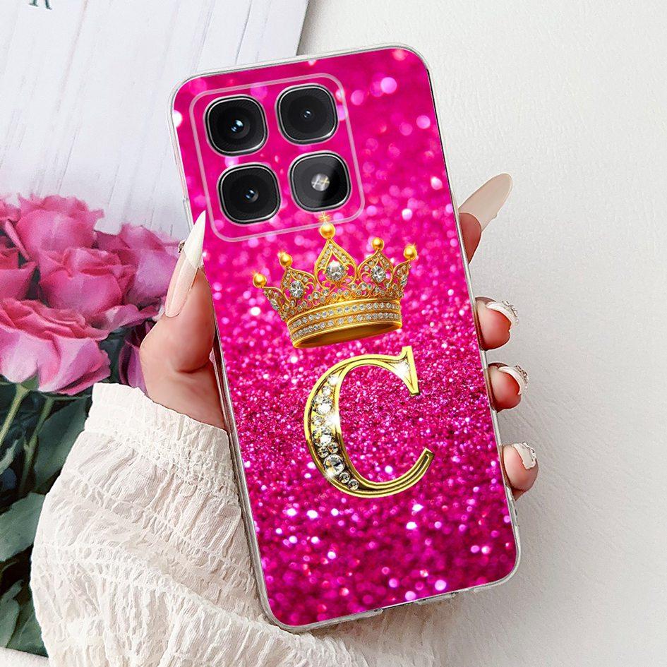 For Xiaomi 14T Pro 5G Case Luxury Crown Letters Soft Silicone Couple Phone Cover For Xiaomi 14T Mi14T 14TPro 2024 Protect Shells