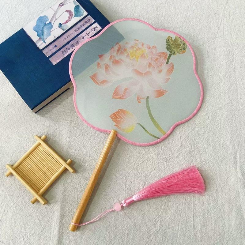 New Style Ancient-Style Semi-Transparent Round Fan for Dance, Hanfu Traditional Round Fan, Retro Classical Dance Chinese-Style Fan