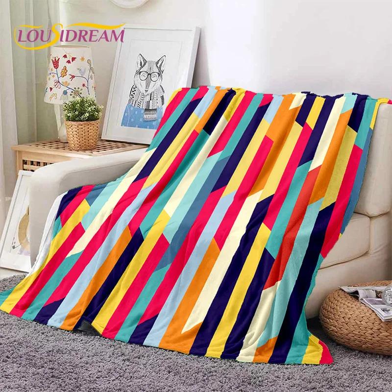 Rainbow Colour Illusion Cartoon Soft Flannel Blankets,Throw Blanket Comfortable Blanket for Picnic Beds Sofa Home Bedroom Gifts