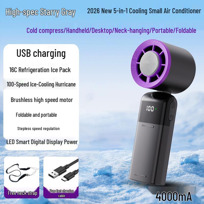 Portable Foldable Mini Fan - Strong Wind Handheld Turbine for World Cup Handheld Mini Fan + USB Charging + Brushless Motor