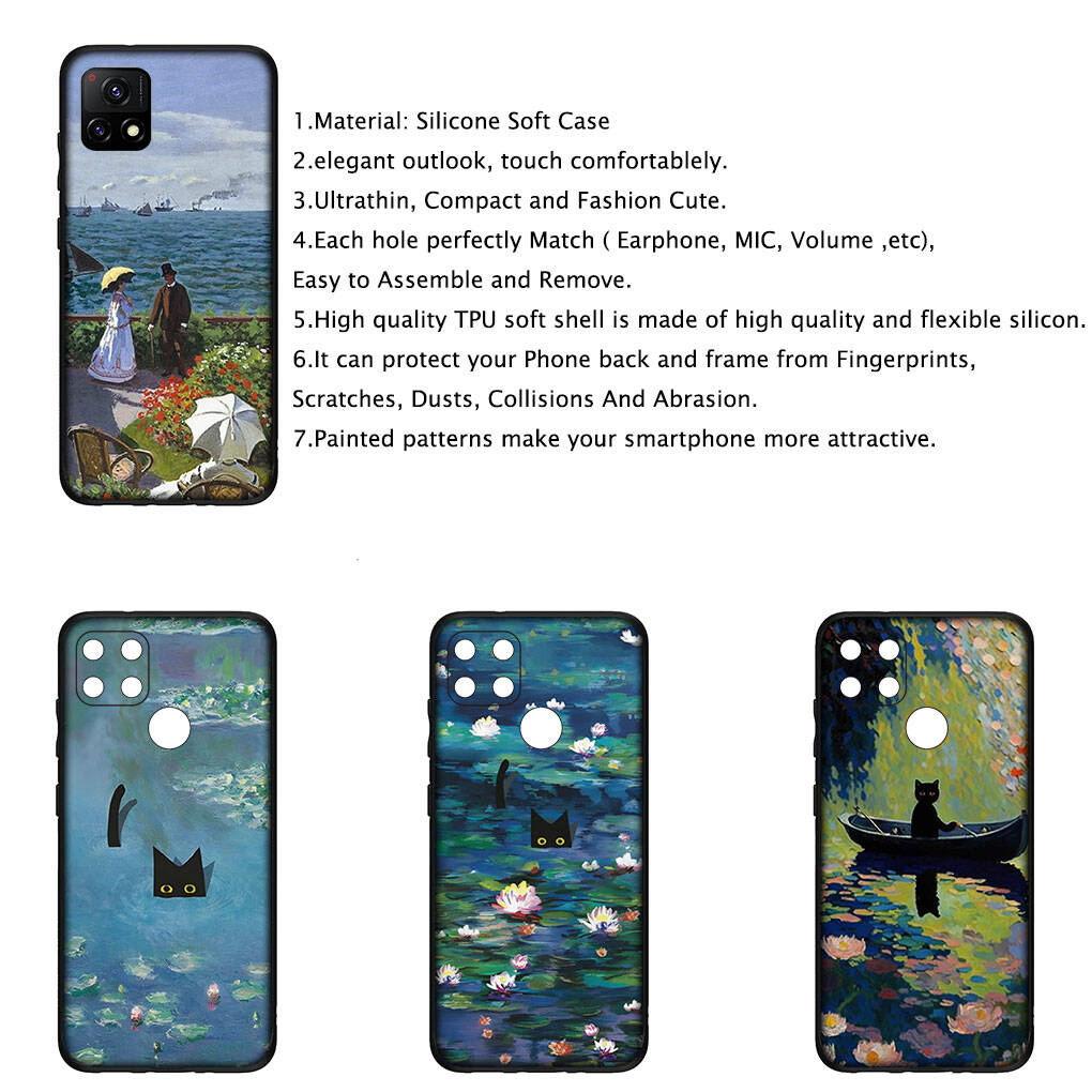 Cover for iPhone 17 16 15 Xiaomi Poco Redmi Note 14 13 12 11 Pro Max Samsung Galaxy S25 S24 S23 OPPO Huawei Art Claude Monet Waterlily Cat Phone Case