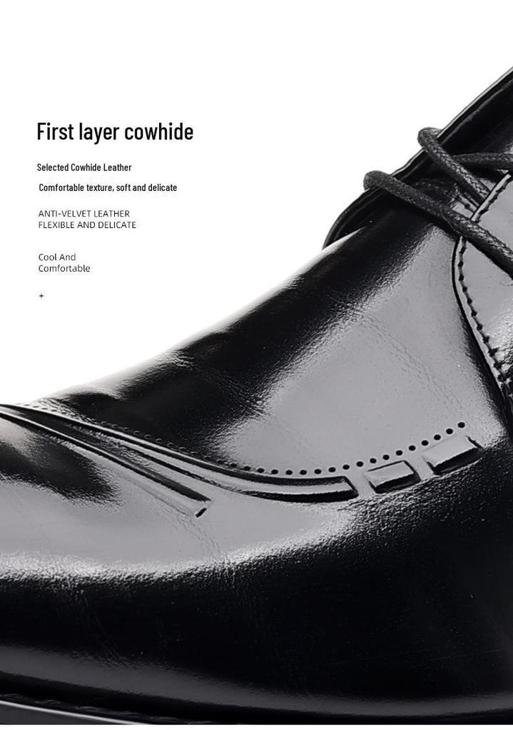 New Men's Genuine Leather British Style Derby Shoes - Breathable, Fashionable, Casual, and Formal.