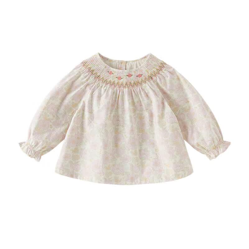 DAVE & BELLA Girls' Floral Cotton Doll Shirt