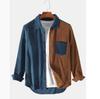 Men's Spring and Autumn Long-sleeved Color Collision Lapel Corduroy Shirt Youth Fresh Casual Comfortable Tops