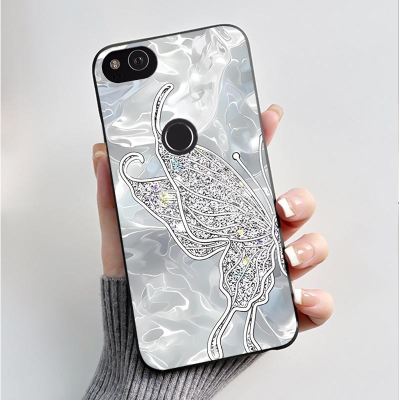 Für Google Pixel 2 Hülle Weicher Schwarzer Silikon-Stoßfänger Schmetterling Handyhülle für Googe Pixel2 2XL Pixel2XL 2 XL Hüllen Fundas Coque