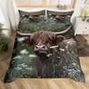Highland Cow Duvet Cover Set Daisy Bedding Set Funny Bull Cattle Flower Comforter Cover Wildlife Farmhouse Animal Quilt Cover