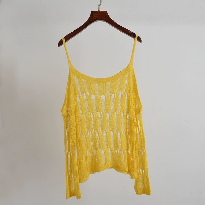 

Idle Style Loose Slim and Sexy Pullover Sun Protective Blouse Yellow One size