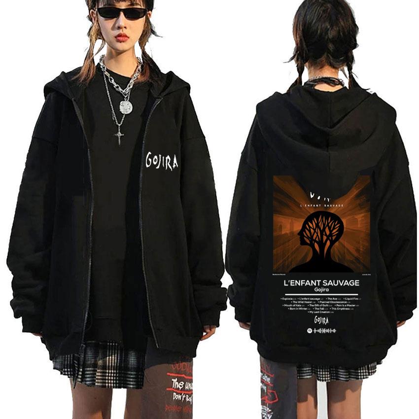 

France Metal Band Gojira L Enfant Sauvage Zipper Hoodie Men Women s Vintage Rock Music Zip Up Jacket Male Fashion Casual Hoodies M