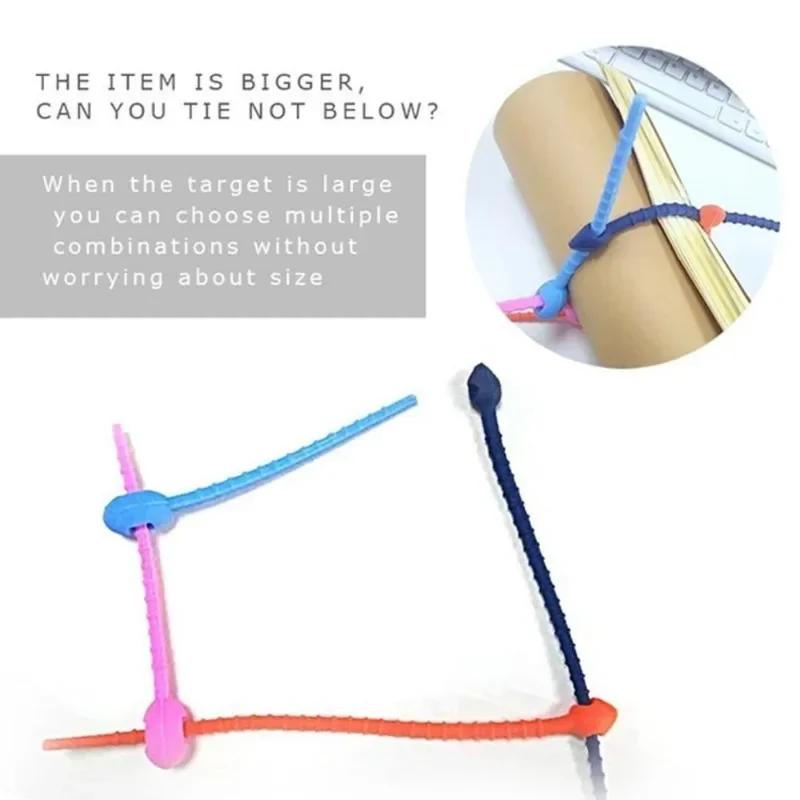 100PCS Silicone Reusable Cable Wire Organizer Winder Storage Holder Bag Ties Cord Bag Clip Food Saver Earphone Line Tidy Clips