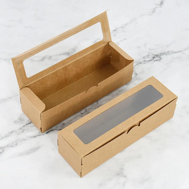 10/20pcs Macaron dessert packing box with transparent window kraft paper cupcake box cookie candy carton party supplies