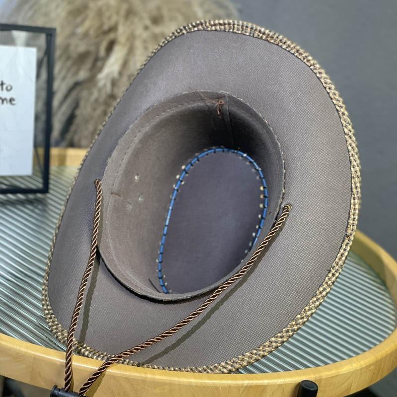 Big Eaves Jazz Straw Hat Women's Summer Outdoor Travel Sunscreen Shade Mountaineering Hat Fashion Western Cowboy Hat Men's