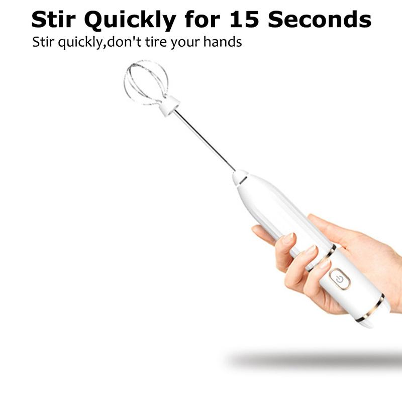 3 Speeds For Cappuccino Cream USB Electric Handheld Milk Frothers Mini Coffee Maker Whisk Kitchen Egg Whisk Mixer Rechargeable