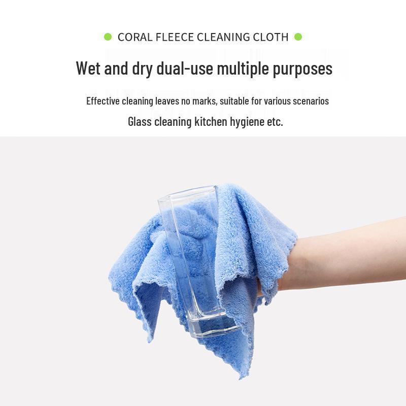 Coral Fleece Dishcloth - Soft, Absorbent, Multi-color Microfiber Cleaning Towel