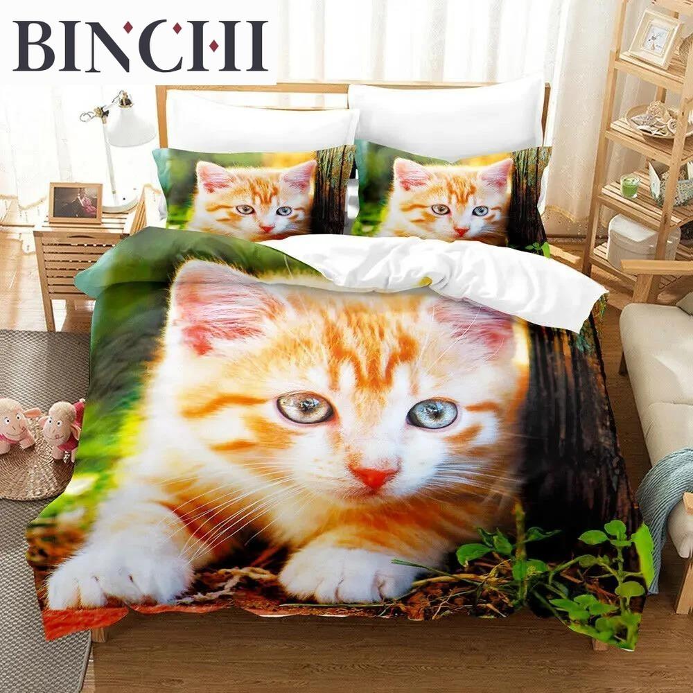 Cat Duvet Cover Collection Cat Lover Gifts Bedding For Women Cute Kitten Pattern Bedroom Decor Twin Double Queen King Size Quilt Cover