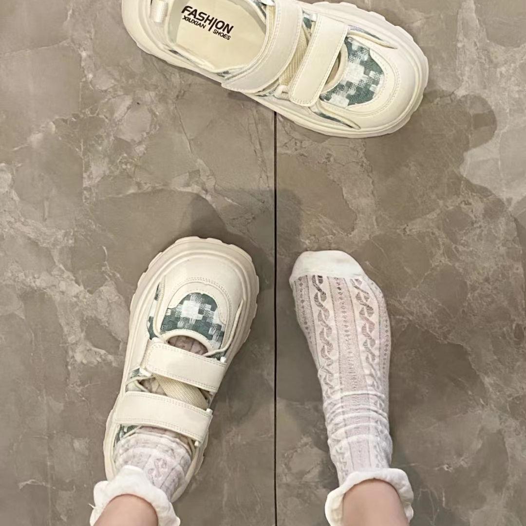 

Sandals women s summer 2025 new fashion versatile Velcro student breathable comfortable lightweight casual shoes tide 40 светло-зеленый