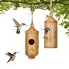 Natural Wood Bird Cages Parrots House Sleep Houses Cage with Hangings Lanyard for Garden Ornament Pet Finch Sparrows