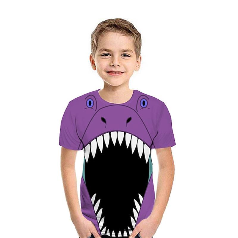 

Летняя детская футболка с коротким рукавом, детский топ с принтом гигантской глубоководной акулы для мальчиков и девочек, повседневная футболка с рисунком для детей 160