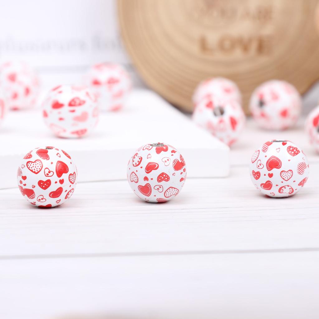 Valentine'S Day Love Wooden Beads Home Decoration Colorful Wooden Beads Wreath Accessories Diy Fringed Hemp Rope Wooden Beads String