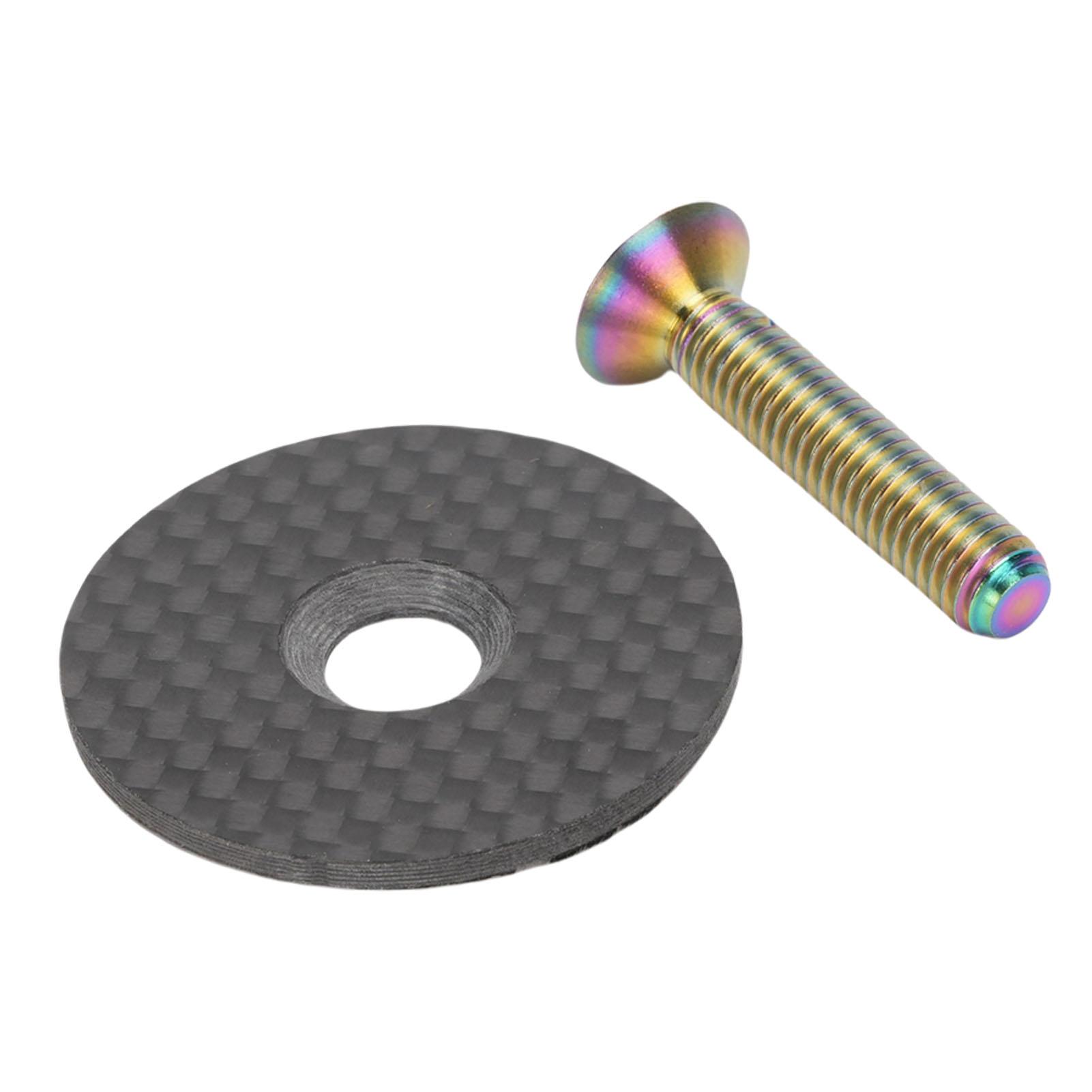 

Bike Headset Top Cap Carbon Fiber Lightweight 31.8mm Bike Front Fork Stem Top Cap with Ti Alloy Screw for Road Mountain