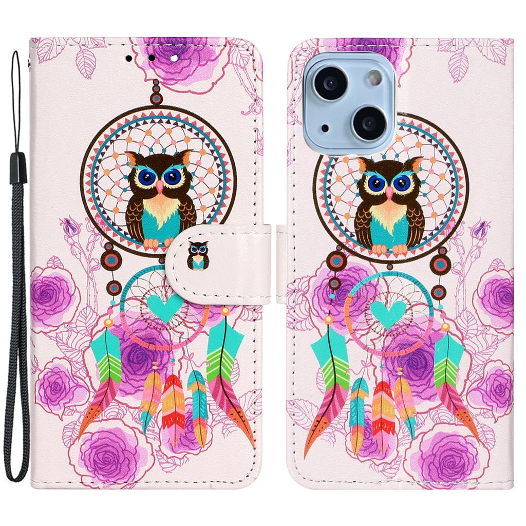 Pattern Printing Leather Wallet Phone Case for iPhone 15,Drop-proof Phone Stand Cover