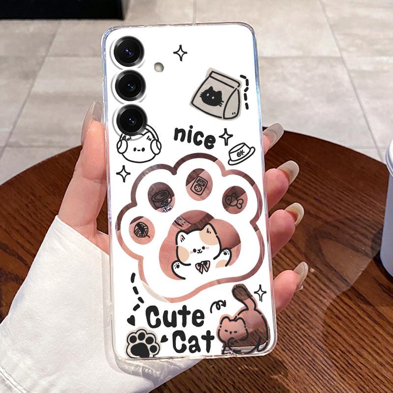 For Samsung Galaxy S25 FE S25 Edge S25 Slim S25+ Cases Clear Soft TPU Back Cover For Samsung S25 Plus Cute Rabbit Cat Phone Case