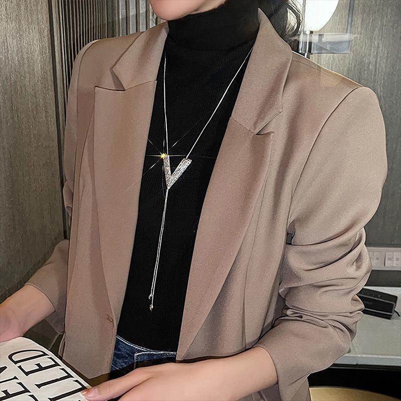 Simple Design Sweater Necklace Women's High-end Long Necklace Niche Temperament Double-layer Sweater Chain Jewelry
