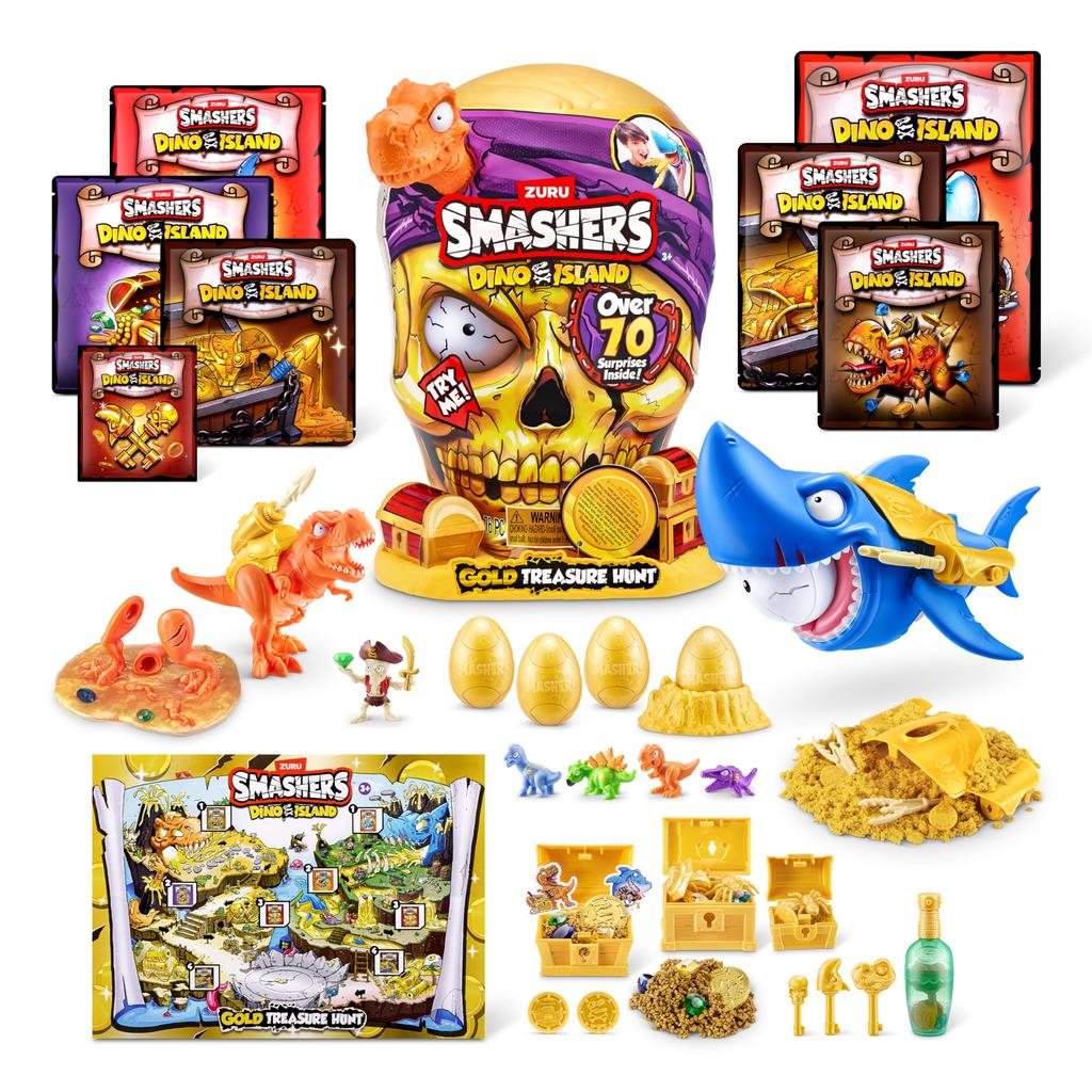 Smashers Dino Island Gold Treasure Hunt (Orange) by ZURU - Interactive Collectible Treasure Hunt Themed Toy