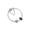 Purple Shimmering Glass Forget-Me-Not Flower Safety Chain Snake Chain Bracelet Women Bracelet Silver PAND00050-OP