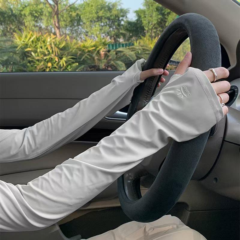Unisex Ice Silk Sun Protection Sleeves - Breathable and Loose Protective Gloves for Driving