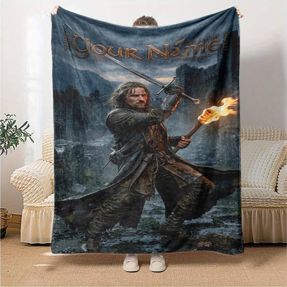 Lord Rings Customize Your Name Blanket Cozy Personalized Blanket Ultra-Soft Versatile for Office Sofa Bed Livingroom Four Seasons Multipurpose