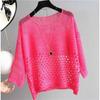 Ausgestrickter Pullover mit Lochmuster Rundhals Ausgestricktes Oberteil Mode Strand Überwurf Strandurlaub