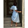 French V-neck Elegant Coffee Break Dress For Women With Hollow Design