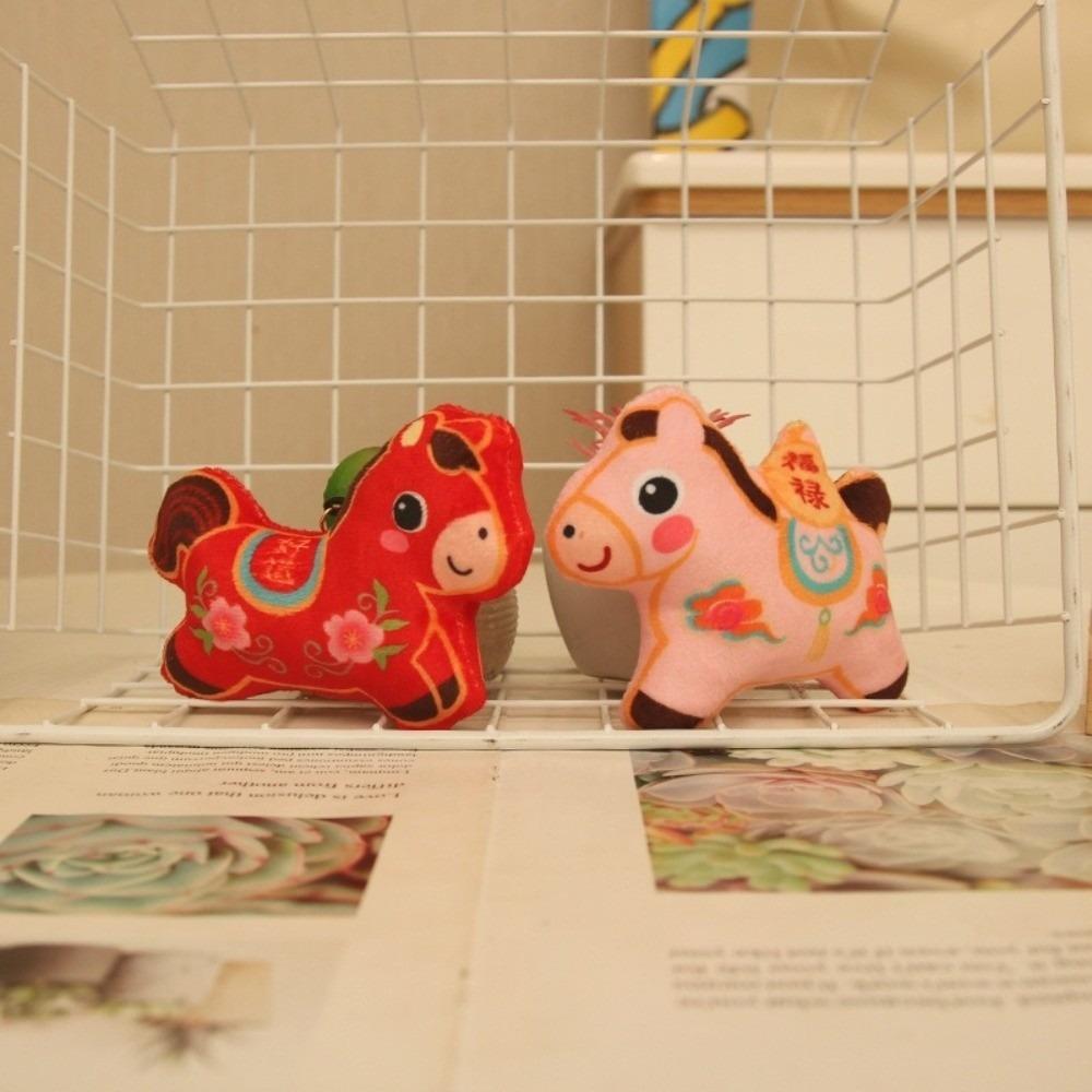 Cartoon Horse Year Key Ring Animal Pony Plush Pendant Cute Horse Plush Keychain  Zodiac Celebration