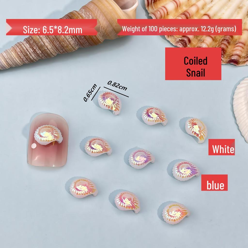 Ocean Style Seashell Nail Art Kit: 3D Shell, Starfish, Resin Ornaments with 12-Grid Box