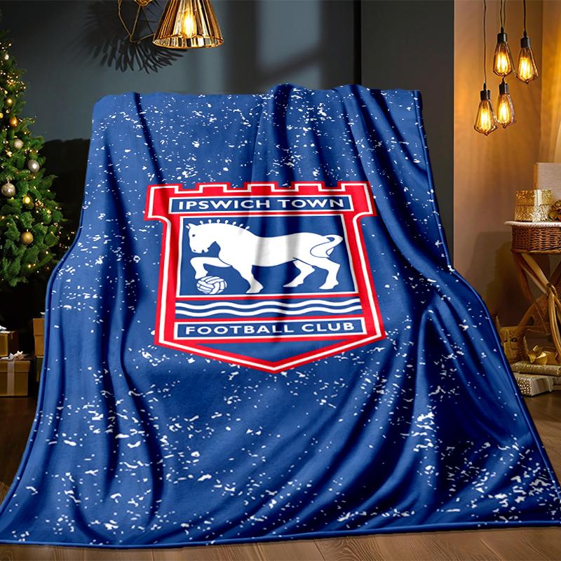 FC Ipswich Crest Blanket Lightweight Ideal Bedding Blanket Perfect for Travel, Camping, Living Rooms, Offices, Sofas, Fan Christmas Gift