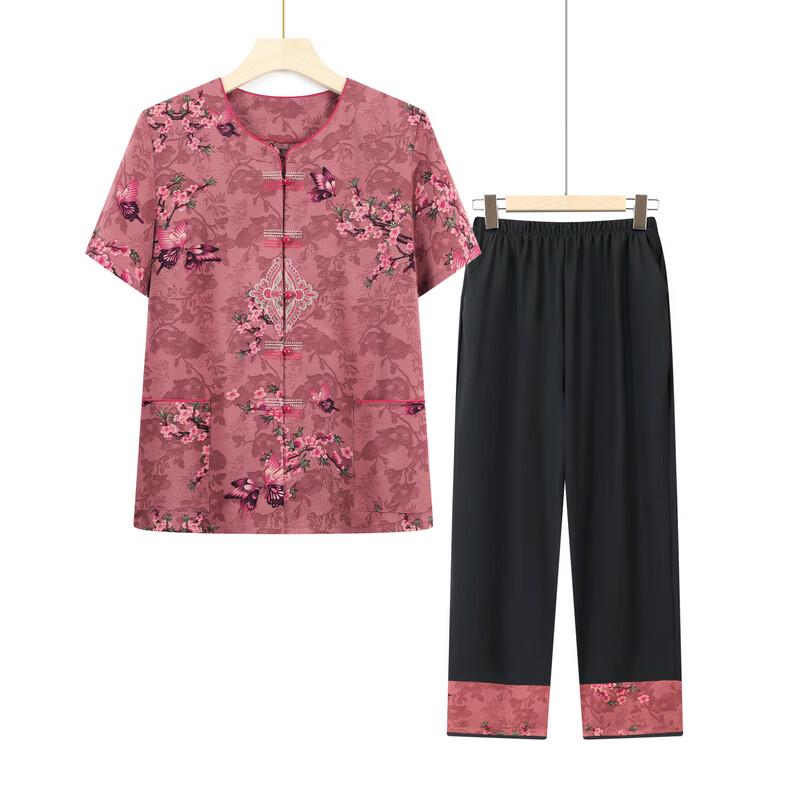 YUZHAOLIN Women's Mid-Aged & Elderly Summer Blouse & Pants Set