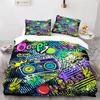 Set Copripiumino Graffiti King Set Biancheria da Letto Microfibra Hip Hop Moderno Street Art Copripiumino Per Bambini Ragazzi Decorazione Camera da Letto Giovani