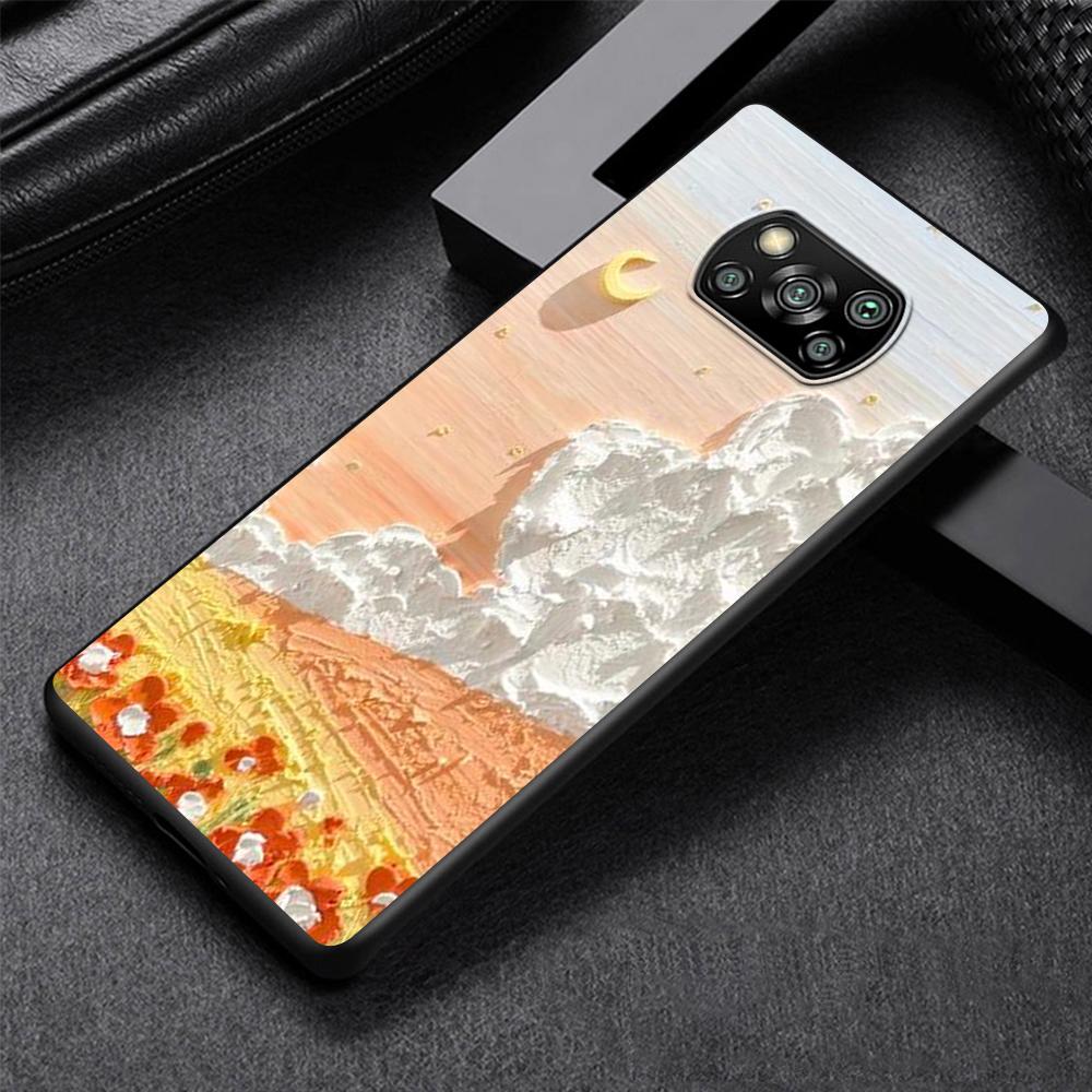 Art Retro Oil Painting Flowers Phone Case for Xiaomi Poco X3 NFC M3 X4 Pocophone F1 M4 Pro F3 GT Soft Silicone Black Cover Shell