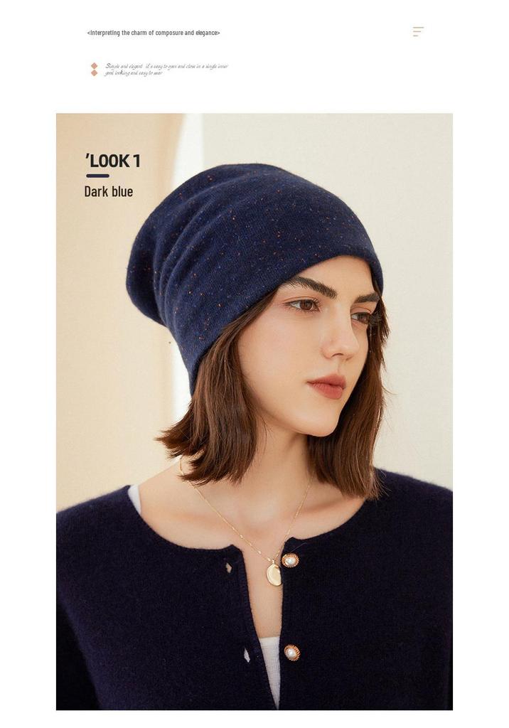 Women's 100% Pure Cashmere Hat: Warm, Double-Layered, New Color Yarn for Autumn and Winter.
