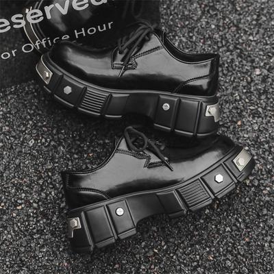 Platform Derby Shoes Men'S Niche Iron Head High-End Casual Leather Shoes British Heightening Big Head Shoes 2989-J
