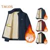 Men Jacket Stand Collar Long Sleeve Thickened Velvet Lined Warm Winter Coat with Pockets Zipper Placket Cotton Jacket