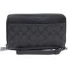 Double Zip Wallet Coated Canvas Leather Card Holder , Wallet Small Men's Black (Unisex) Wallets 67626 N3A