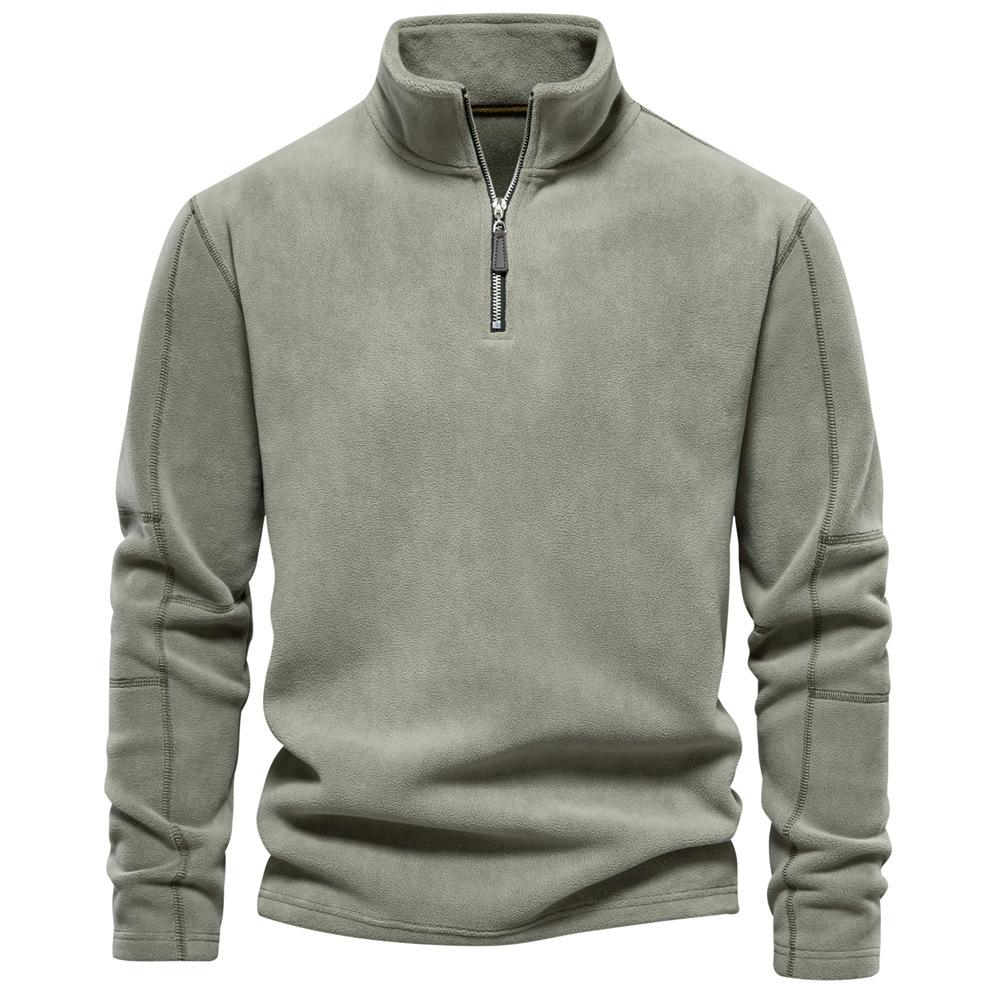 Men's Autumn and Winter New Item Standing Collar Half Zipper Long Sleeved Sweatshirt Standing Collar, Men's Fleece Top