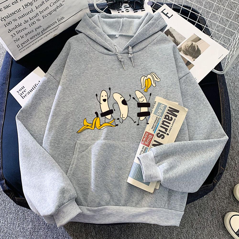 Naked Banana Print Sweatshirts Men Women Fashion White Cartoon Pullovers Unisex Oversized Cute Anime Y2K Tops Graphic Streetwear