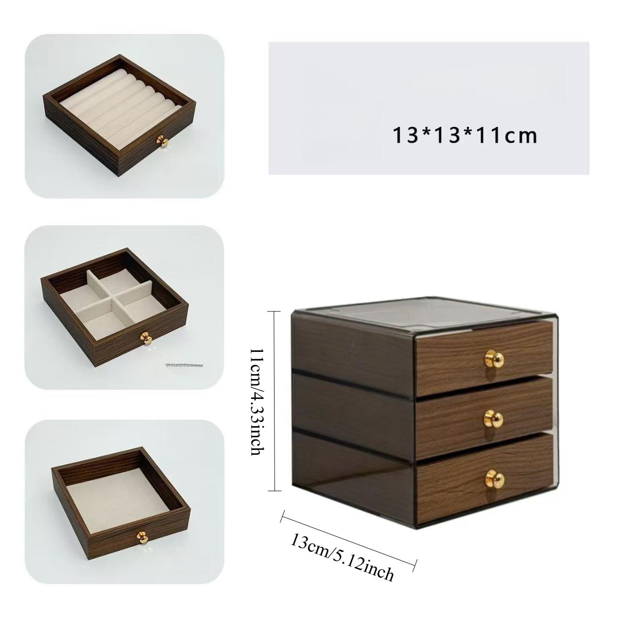 

5 Floors Wood Grain Jewelry Storage Boxes Home Rings Earrings Necklaces Jewelry Organizer Boxes Makeup Desktop Storage Box Gifts