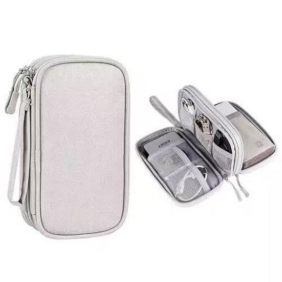 Portable Travel Organizer for Power Banks, Cables, Chargers, and Earphones.